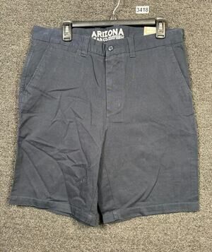 Arizona Jean Company Flat-Front Shorts Size 36W Navy Mid Rise NEW